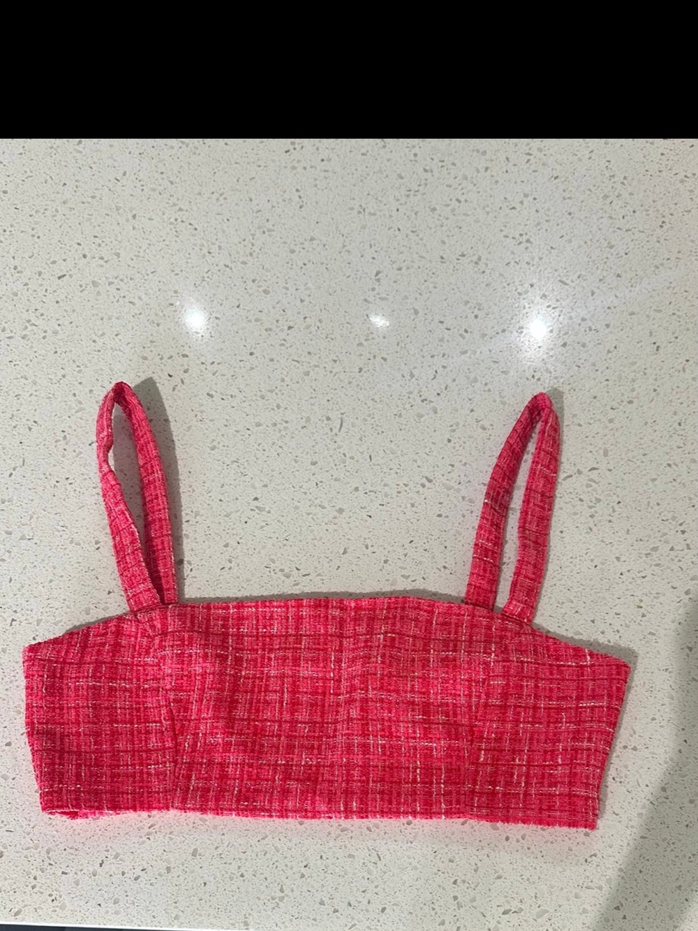Red Textured Crop Tank Top